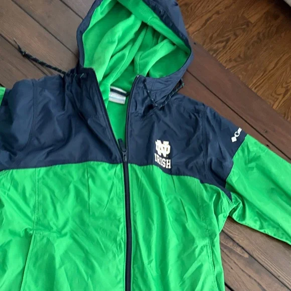 Women's Columbia Navy/Green Notre Dame Fighting Irish Forward Full-Zip windbr M - Picture 9 of 11